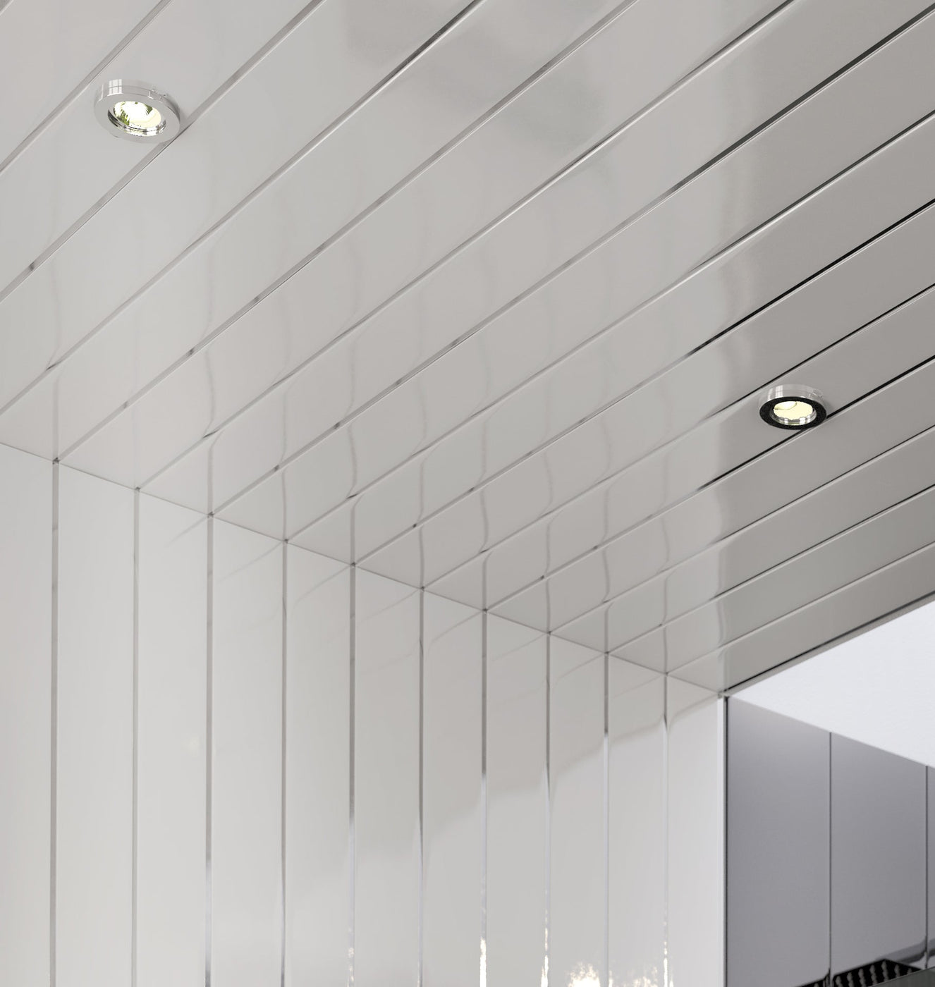 Cladding For Ceiling Twin Chrome Ceiling Cladding | PVC Bathroom Panels