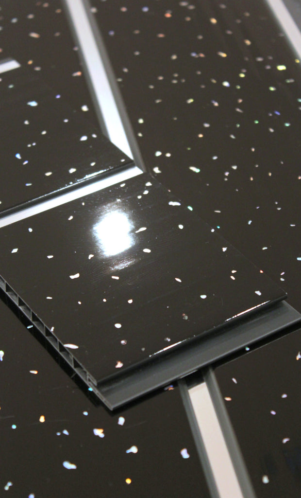PVC Cladding Black Sparkle with Chrome