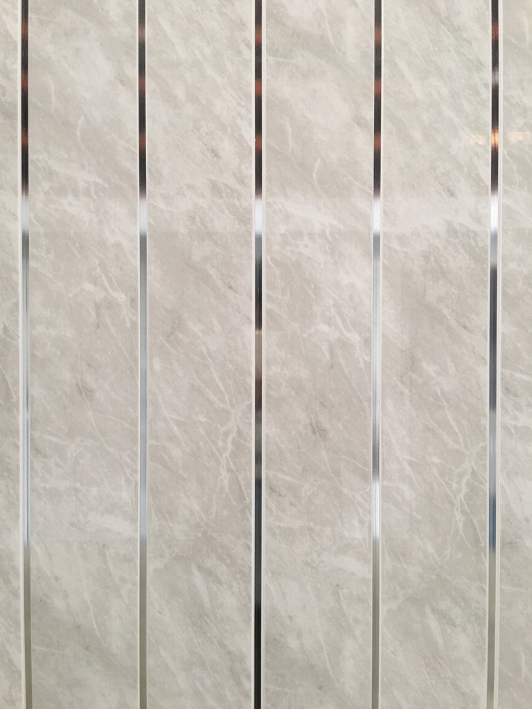 Grey Marble Chrome (6mm) | PVC Waterproof Bathroom Cladding